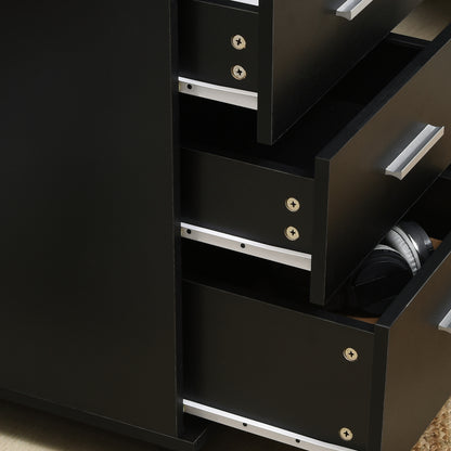 Office Cabinet Mobile File Cabinet with 3 Lockable Drawers 40 x 40 x 61.5 cm Black