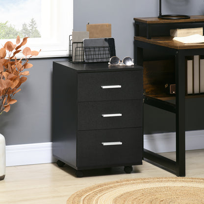 Office Cabinet Mobile File Cabinet with 3 Lockable Drawers 40 x 40 x 61.5 cm Black