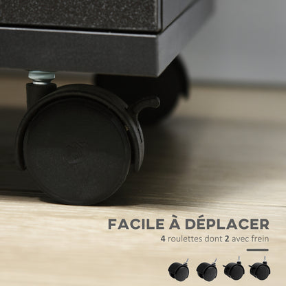 Office Cabinet Mobile File Cabinet with 3 Lockable Drawers 40 x 40 x 61.5 cm Black