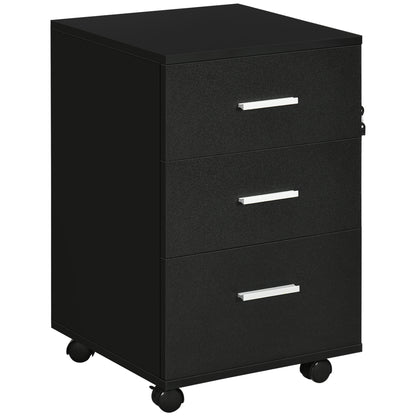 Office Cabinet Mobile File Cabinet with 3 Lockable Drawers 40 x 40 x 61.5 cm Black