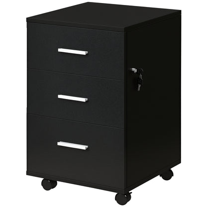 Office Cabinet Mobile File Cabinet with 3 Lockable Drawers 40 x 40 x 61.5 cm Black