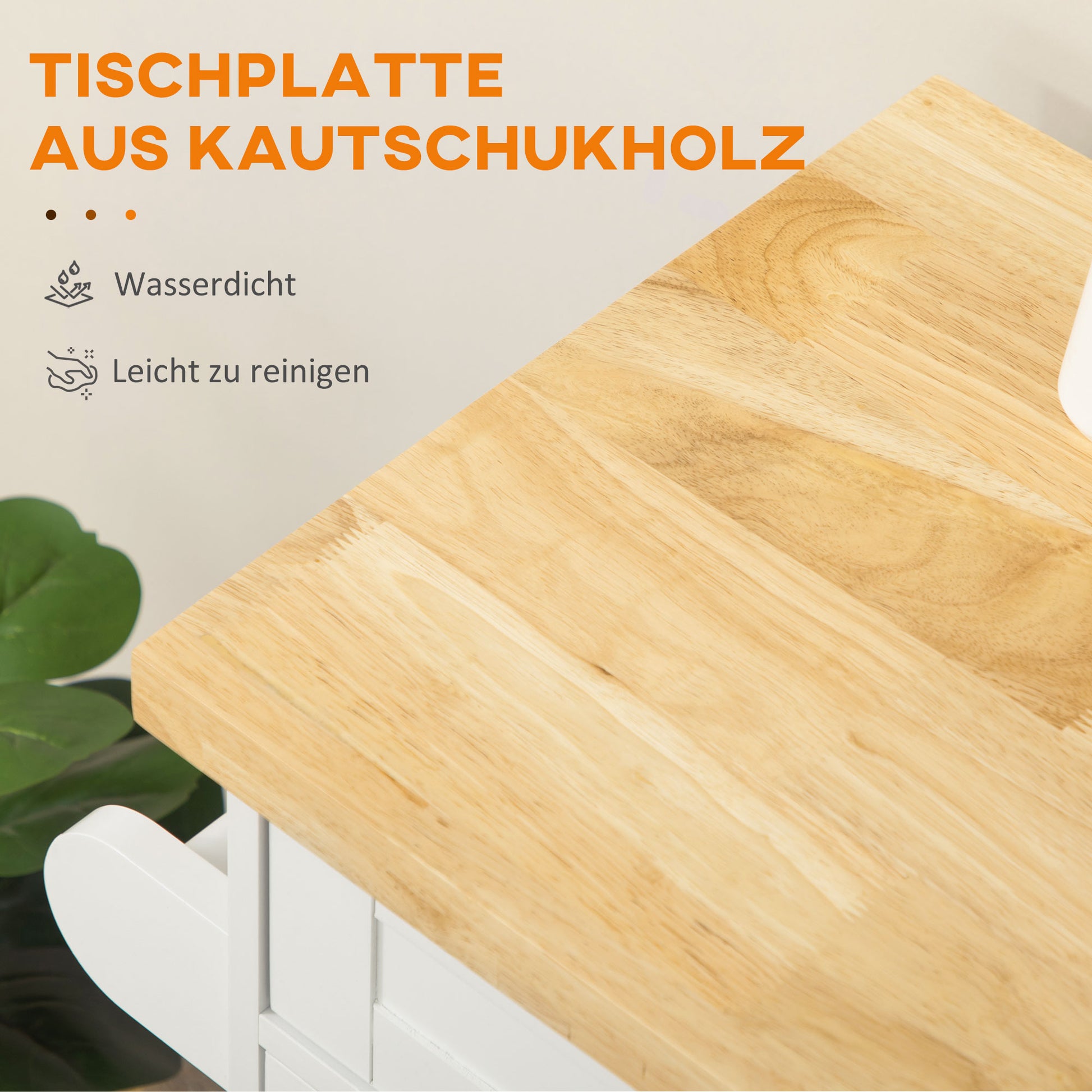 Kitchen Island Kitchen Trolley on Wheels with Worktop, Serving Trolley with Drawer, Spice Rack, Towel Holder, Kitchen Cart for Kitchen, Dining Room White 109 x 40 x 89 cm
