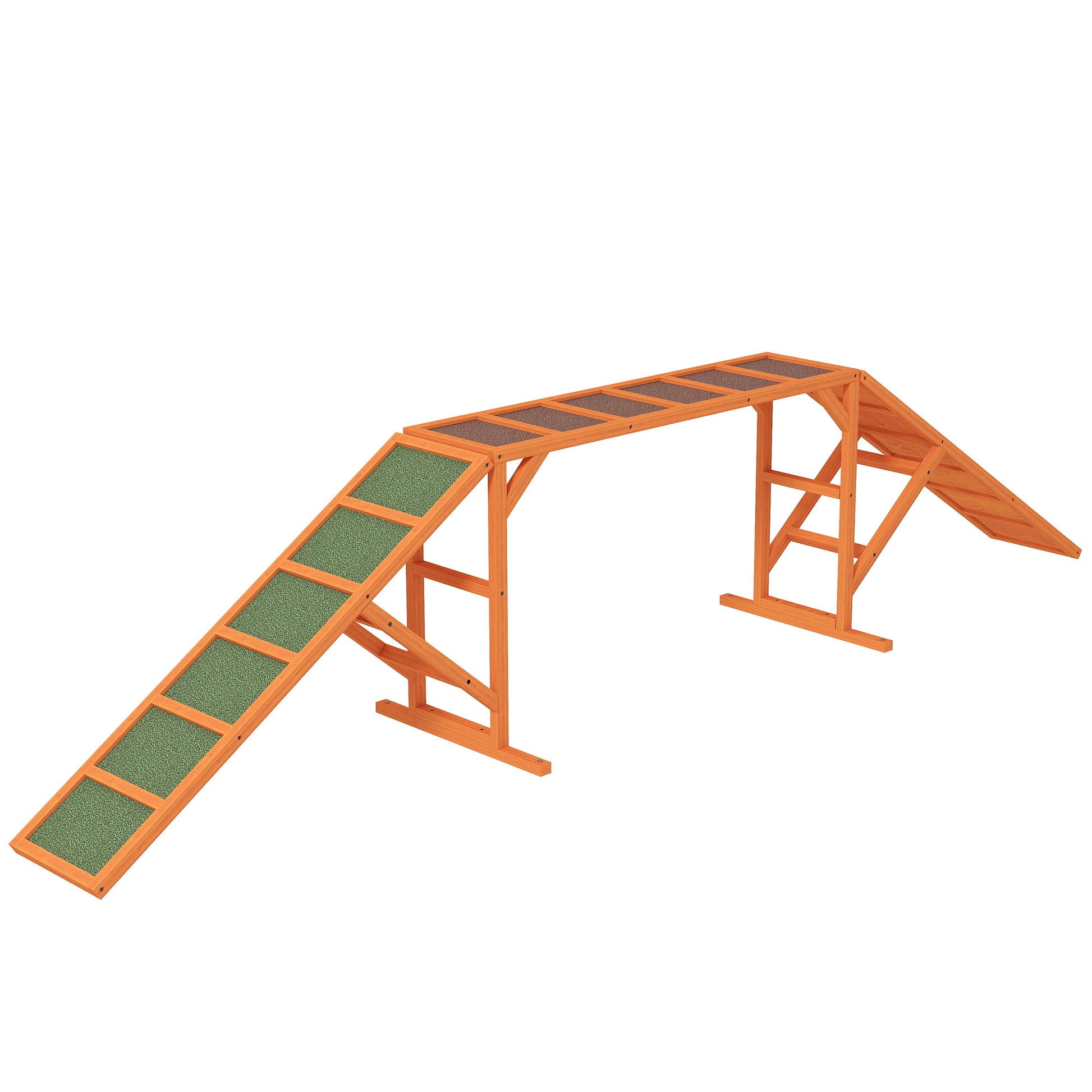 Dog Agility Bridge Agility Equipment for Dogs with Safety Bar, Non-slip Surface Agility Device for Garden, 325 x 55 x 69 cm, Orange