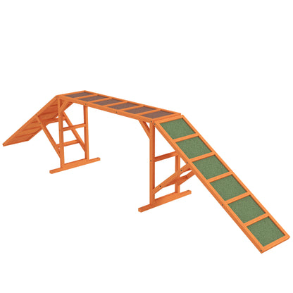 Dog Agility Bridge Agility Equipment for Dogs with Safety Bar, Non-slip Surface Agility Device for Garden, 325 x 55 x 69 cm, Orange
