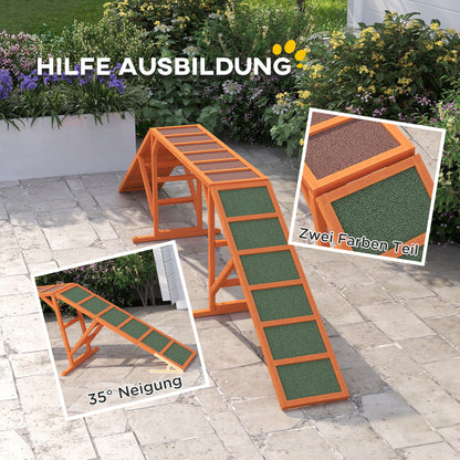 Dog Agility Bridge Agility Equipment for Dogs with Safety Bar, Non-slip Surface Agility Device for Garden, 325 x 55 x 69 cm, Orange