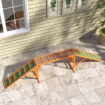 Dog Agility Bridge Agility Equipment for Dogs with Safety Bar, Non-slip Surface Agility Device for Garden, 325 x 55 x 69 cm, Orange