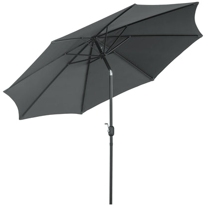 Garden Umbrella Ø295x250 cm with Crank Outdoor Parasol with Tilt Mechanism and Detachable Metal Pole for Terrace Pool Patio Dark Gray