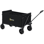 120L Garden Cart with 4 Swivel Wheels, Folding Beach Cart in Steel and Oxford Fabric with Storage Bag and Adjustable Swivel Handle, 90x48x62 cm, Black