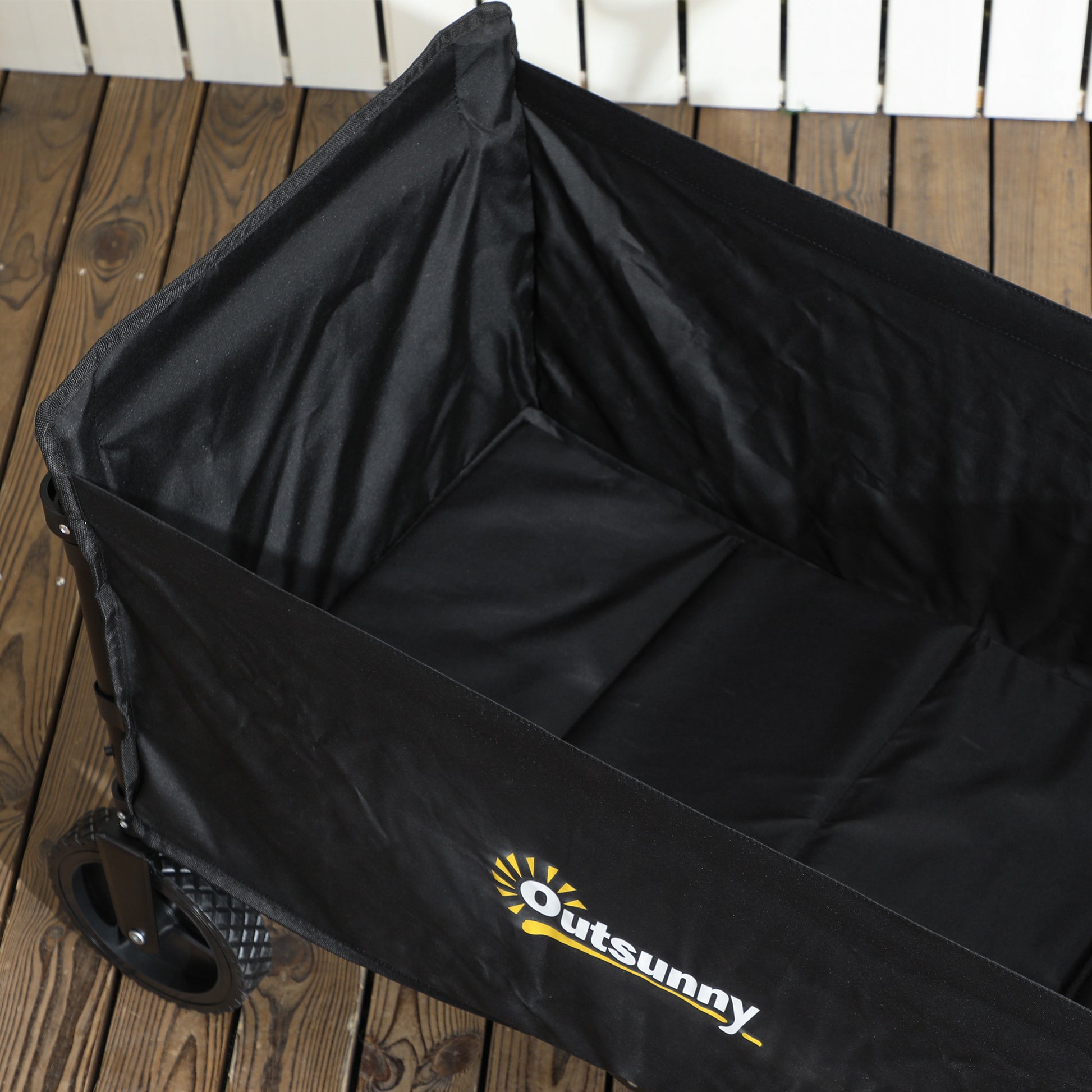 120L Garden Cart with 4 Swivel Wheels, Folding Beach Cart in Steel and Oxford Fabric with Storage Bag and Adjustable Swivel Handle, 90x48x62 cm, Black