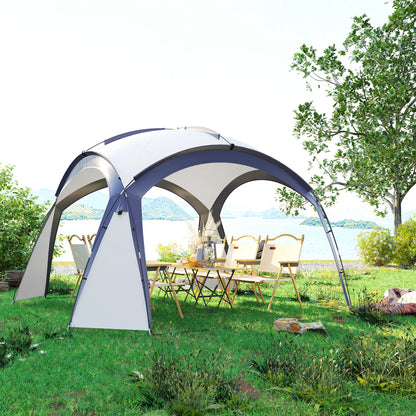 Event Shelter 3.5 x 3.5m Pavilion with Hook Door, Rain Protection with Sturdy Steel Poles, Garden Pavilion with UV Protection, Party Tent Sunshade for Camping, Garden Festivals Cream White