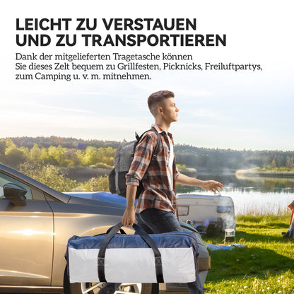 Event Shelter 3.5 x 3.5m Pavilion with Hook Door, Rain Protection with Sturdy Steel Poles, Garden Pavilion with UV Protection, Party Tent Sunshade for Camping, Garden Festivals Cream White