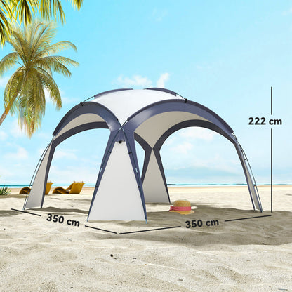 Event Shelter 3.5 x 3.5m Pavilion with Hook Door, Rain Protection with Sturdy Steel Poles, Garden Pavilion with UV Protection, Party Tent Sunshade for Camping, Garden Festivals Cream White