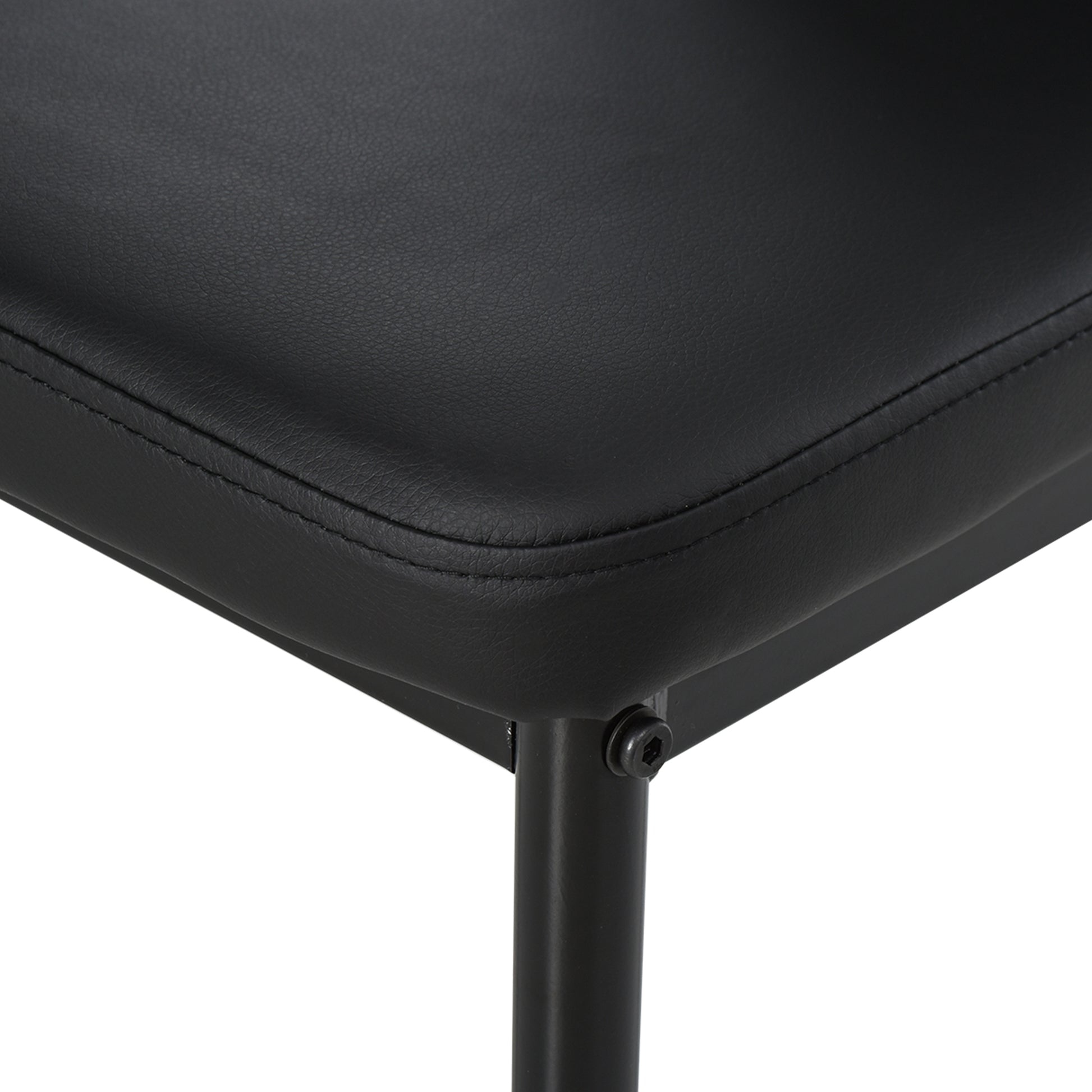 Dining Set with Table and 4 Chairs 5 Pieces Kitchen Furniture Set Rectangular Tempered Glass Table and PU Upholstered Chairs with Black Metal Legs