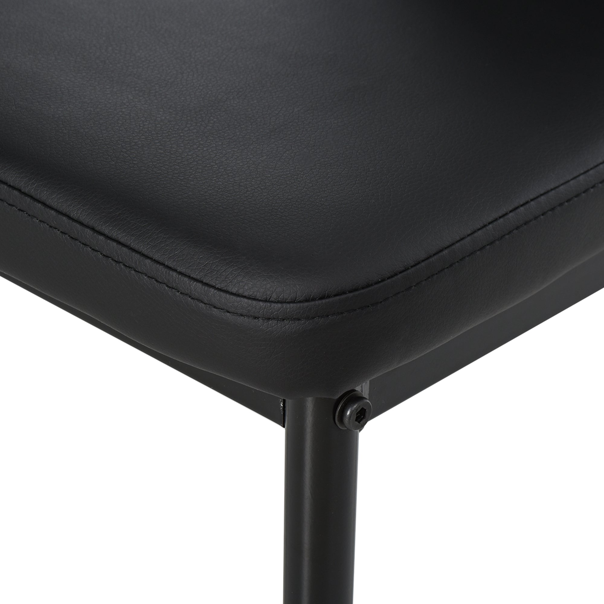 Dining Set with Table and 4 Chairs 5 Pieces Kitchen Furniture Set Rectangular Tempered Glass Table and PU Upholstered Chairs with Black Metal Legs