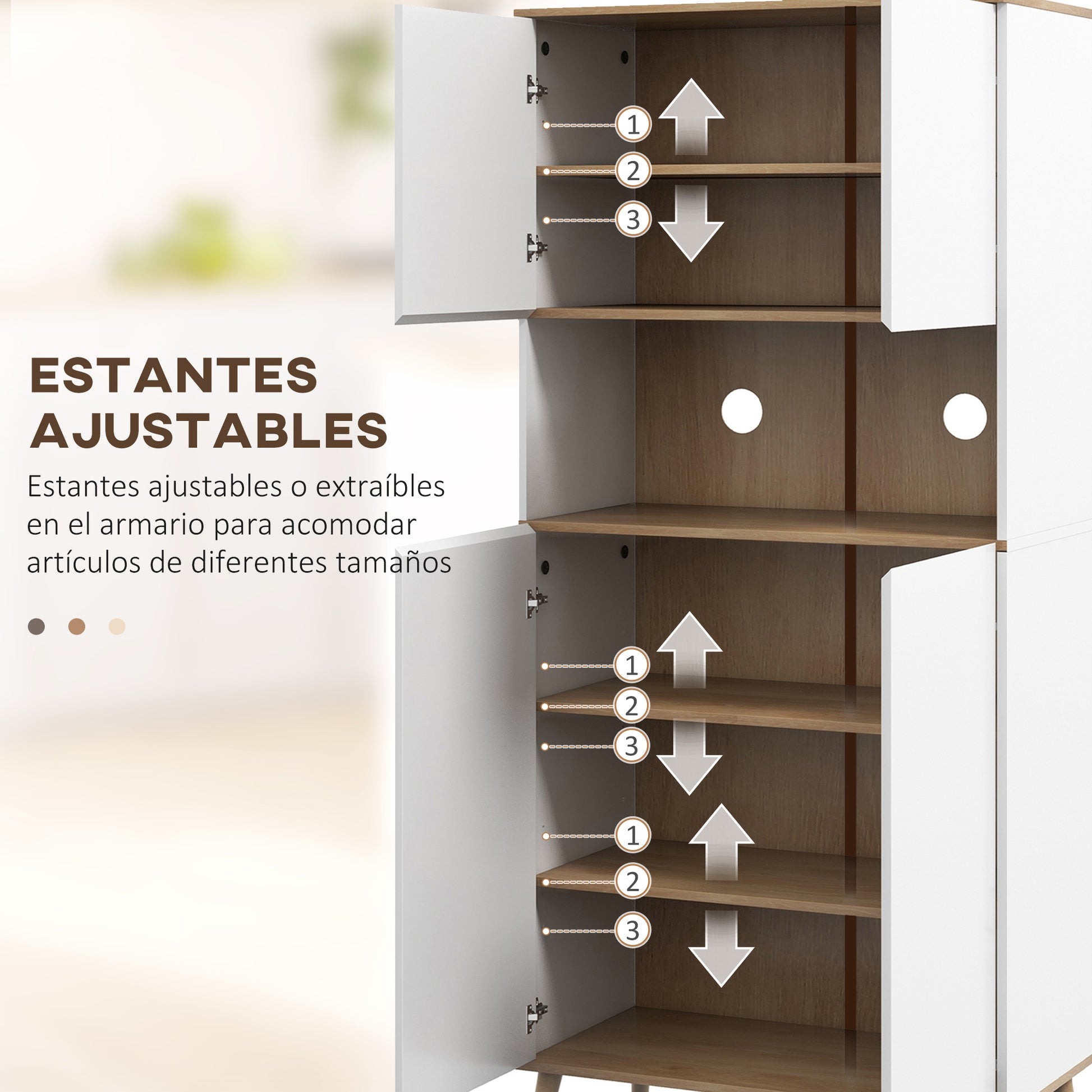 Kitchen Pantry Cabinet Kitchen Utility Cabinet with 4 Doors Microwave Stand Adjustable Shelves Cable Hole and Wooden Legs Modern Style White 80x40x178 cm