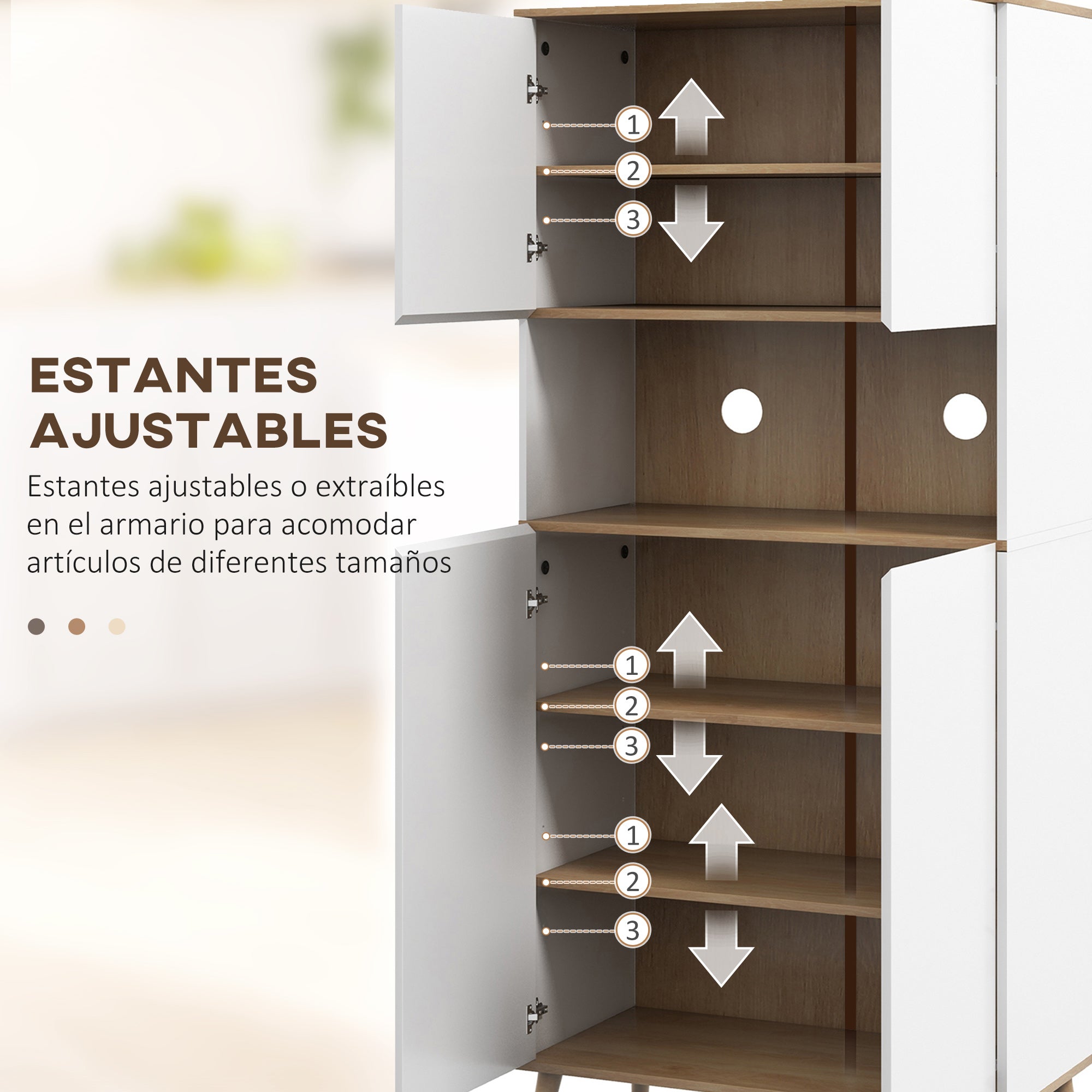 Kitchen Pantry Cabinet Kitchen Utility Cabinet with 4 Doors Microwave Stand Adjustable Shelves Cable Hole and Wooden Legs Modern Style White 80x40x178 cm