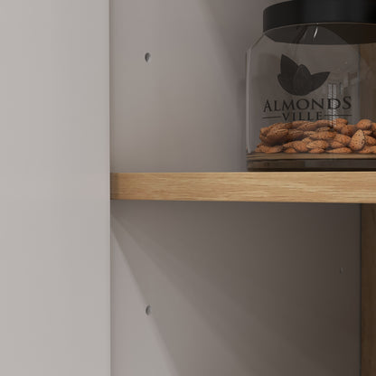 Kitchen Pantry Cabinet Kitchen Utility Cabinet with 4 Doors Microwave Stand Adjustable Shelves Cable Hole and Wooden Legs Modern Style White 80x40x178 cm