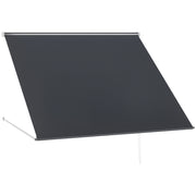 Manual Window Awning 150x120 cm Retractable Outdoor Awning with Aluminum Frame Adjustable Tilt Angle Anti-UV and Waterproof Dark Gray