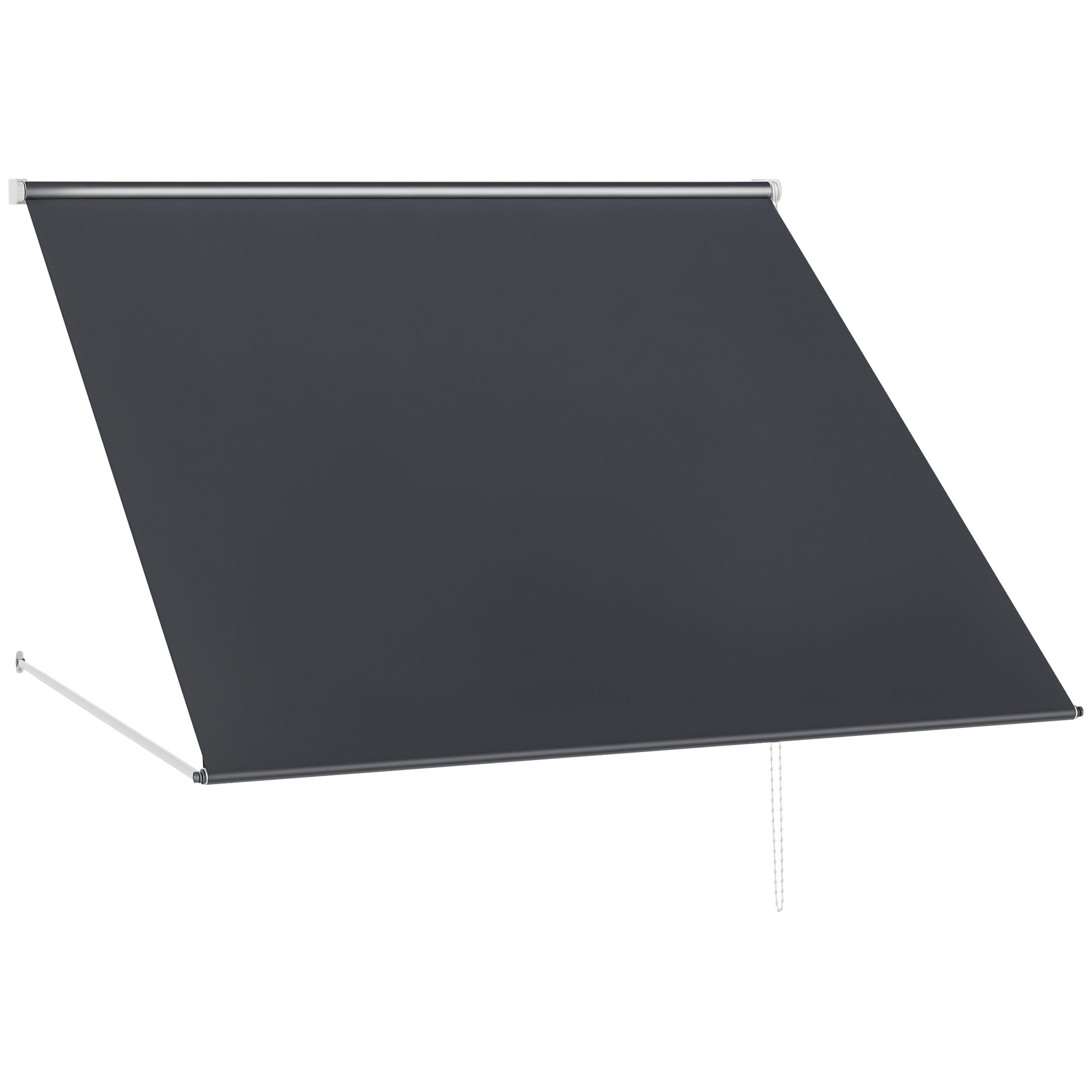 Manual Window Awning 150x120 cm Retractable Outdoor Awning with Aluminum Frame Adjustable Tilt Angle Anti-UV and Waterproof Dark Gray