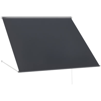 Manual Window Awning 150x120 cm Retractable Outdoor Awning with Aluminum Frame Adjustable Tilt Angle Anti-UV and Waterproof Dark Gray