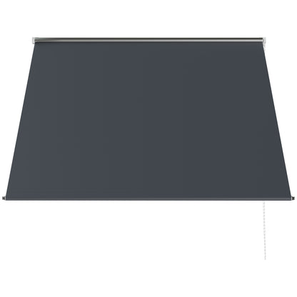 Manual Window Awning 150x120 cm Retractable Outdoor Awning with Aluminum Frame Adjustable Tilt Angle Anti-UV and Waterproof Dark Gray