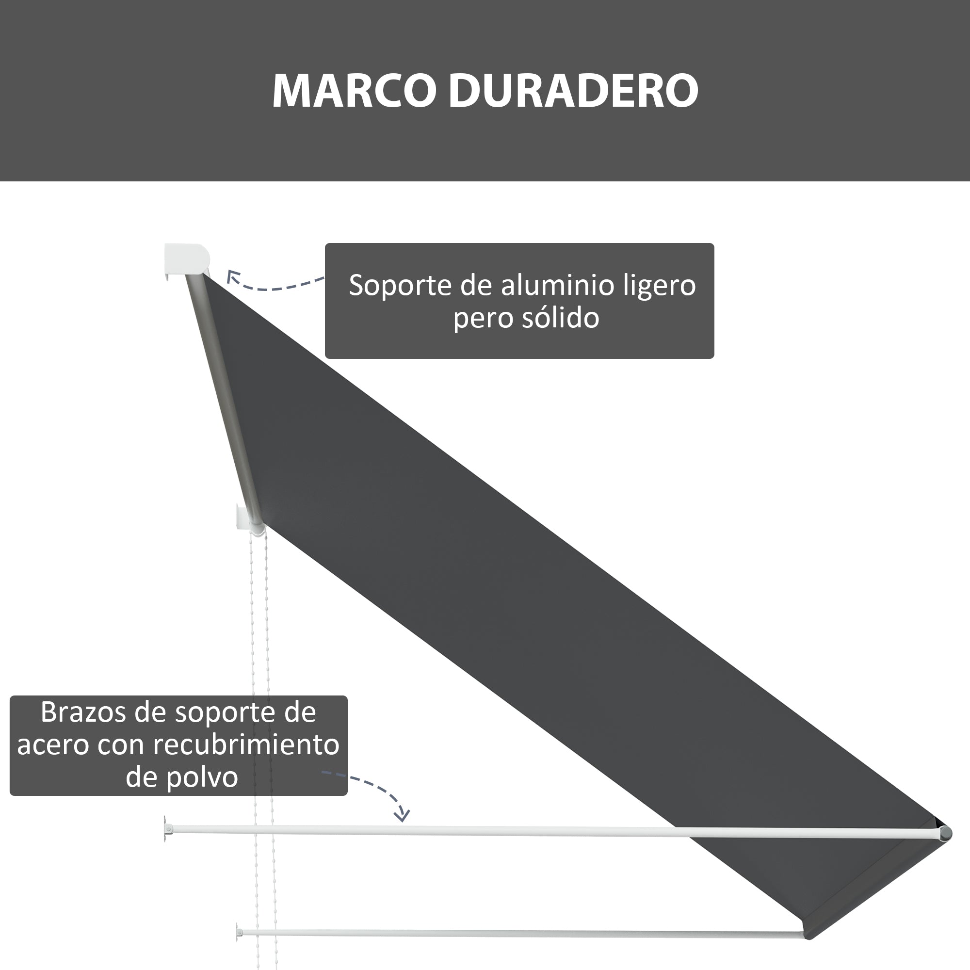 Manual Window Awning 150x120 cm Retractable Outdoor Awning with Aluminum Frame Adjustable Tilt Angle Anti-UV and Waterproof Dark Gray