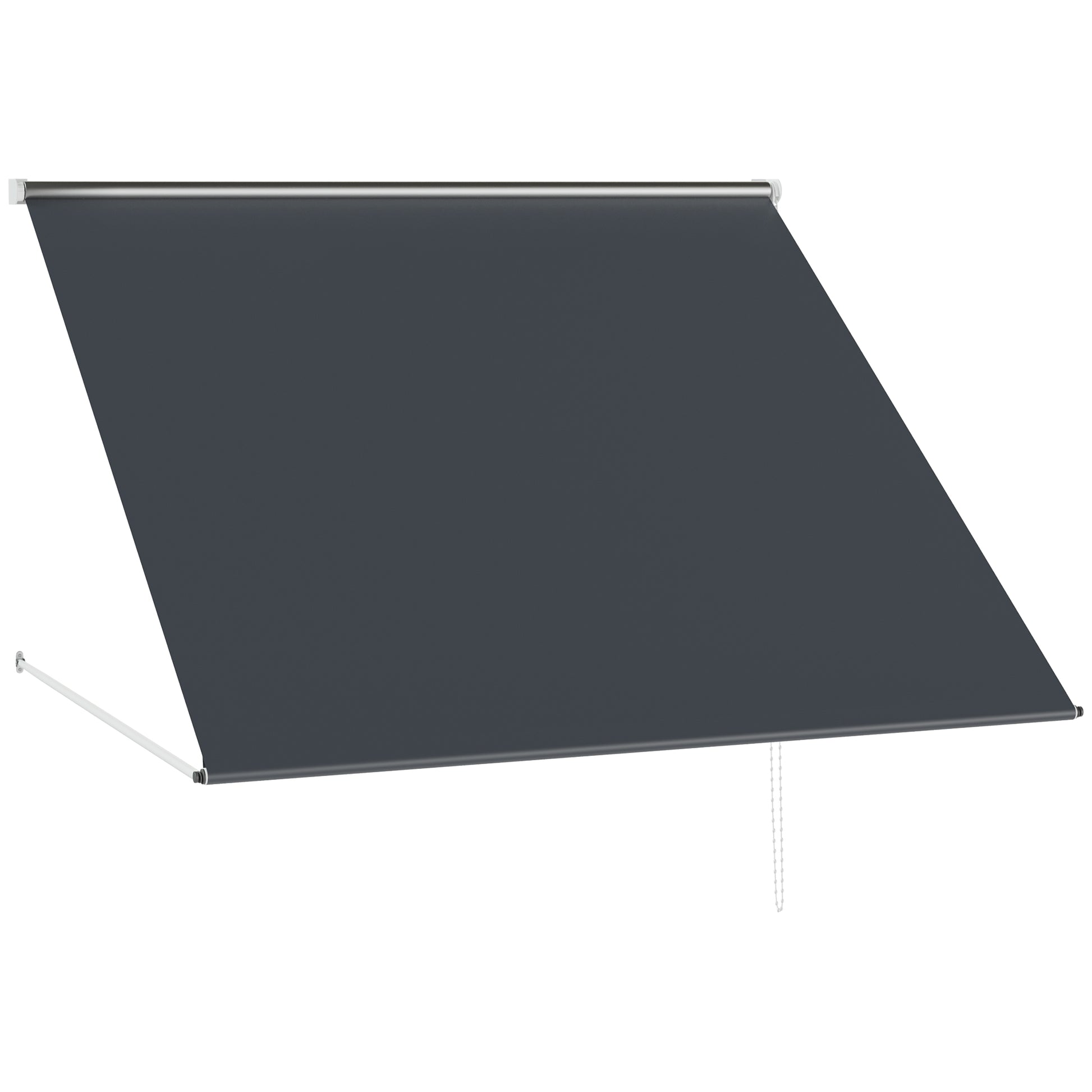 Manual Window Awning 150x120 cm Retractable Outdoor Awning with Aluminum Frame Adjustable Tilt Angle Anti-UV and Waterproof Dark Gray