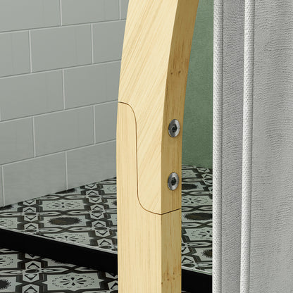 Bamboo Towel Rack with 3 Bars and Storage Shelf, Free-standing Towel Rack for Bathroom and Laundry Room, Natural Finish