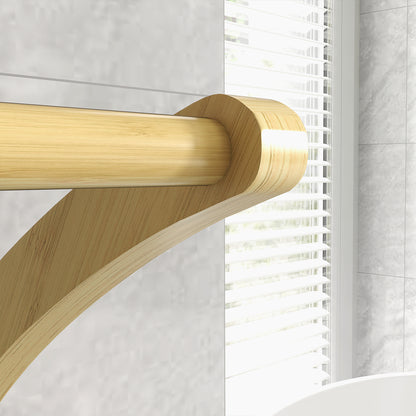 Bamboo Towel Rack with 3 Bars and Storage Shelf, Free-standing Towel Rack for Bathroom and Laundry Room, Natural Finish