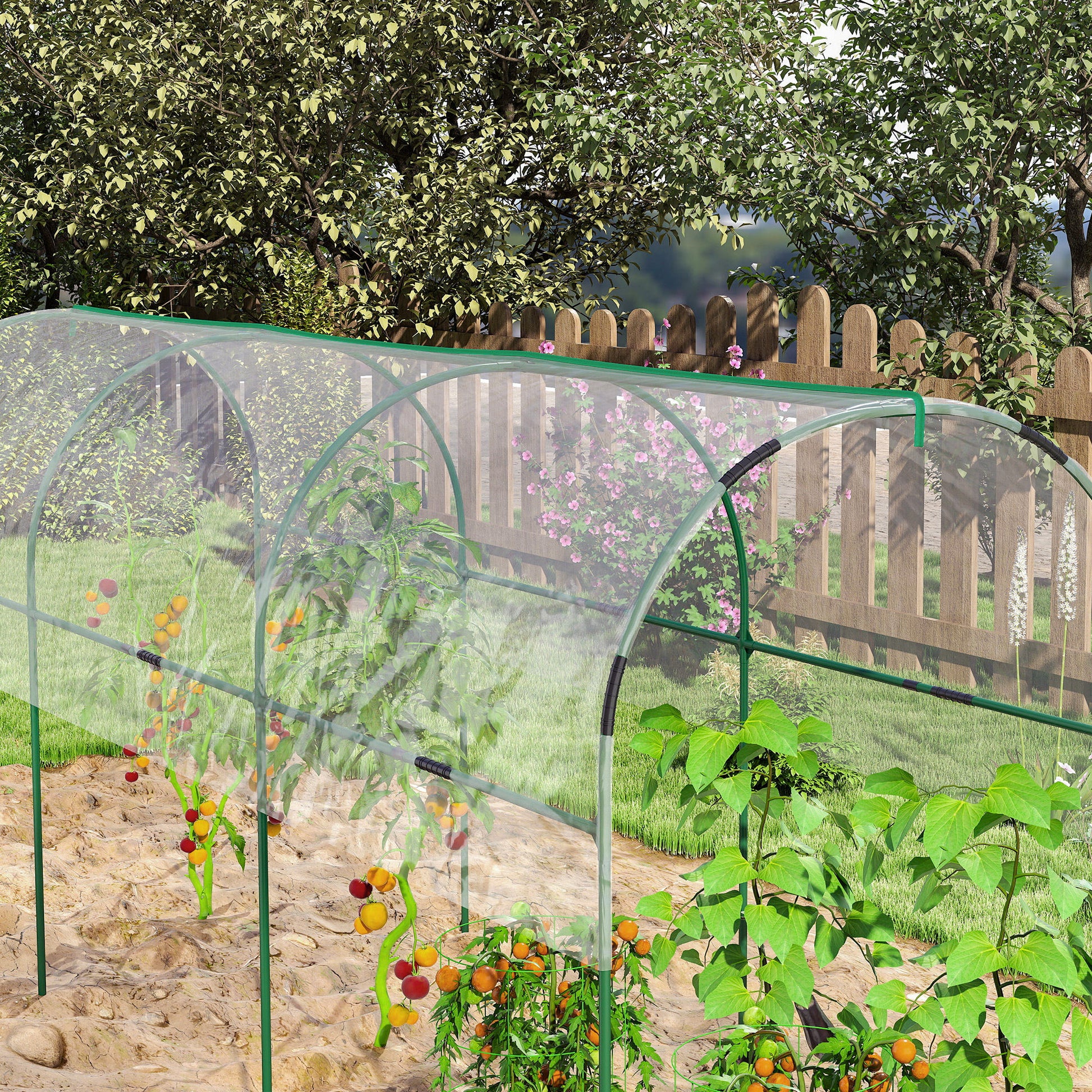 Garden Greenhouse, Tomato Greenhouse, Reinforced Tarpaulin, Steel Frame, for Vegetables Plants Flowers, Outdoor, 400 x 123 x 171 cm, Transparent