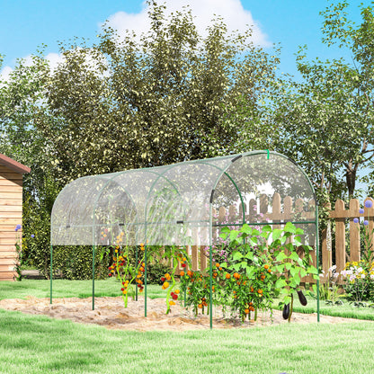 Garden Greenhouse, Tomato Greenhouse, Reinforced Tarpaulin, Steel Frame, for Vegetables Plants Flowers, Outdoor, 400 x 123 x 171 cm, Transparent