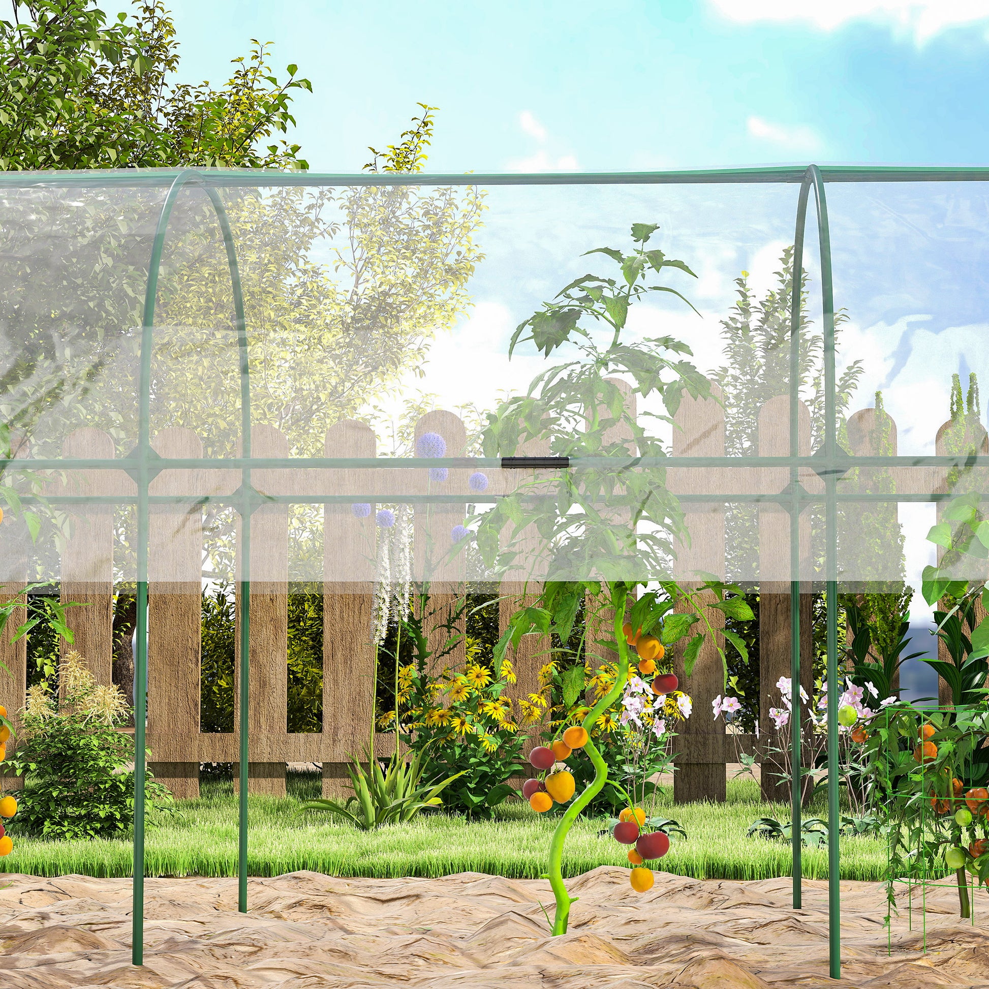 Garden Greenhouse, Tomato Greenhouse, Reinforced Tarpaulin, Steel Frame, for Vegetables Plants Flowers, Outdoor, 400 x 123 x 171 cm, Transparent