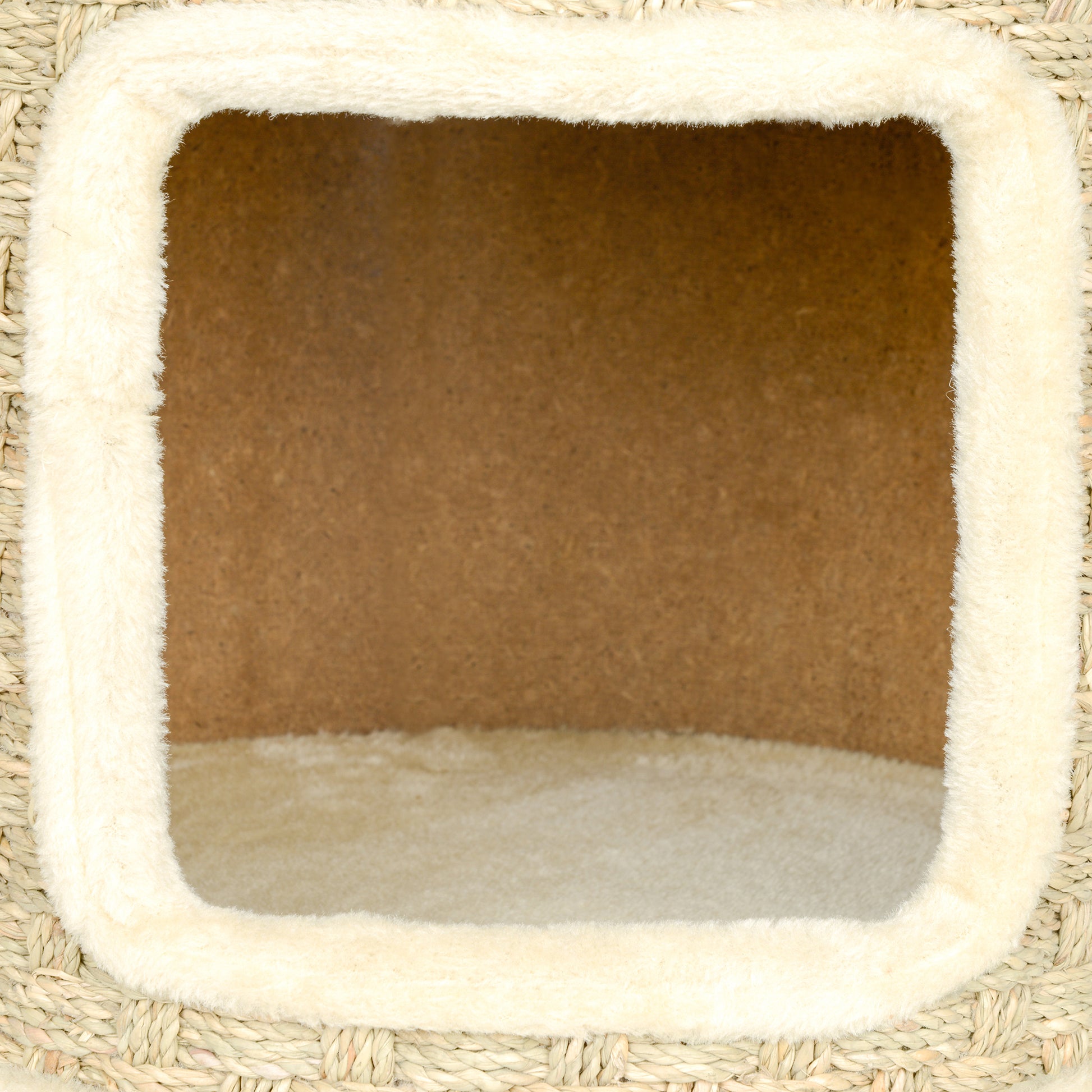 Scratching Post, 37 cm High Cat Barrel, Cat Cave with Door, Cat House, Scratching Post with 2 Levels, Cat Tower, Cat Bed made of Sisal, for Cat up to 5 kg, Khaki