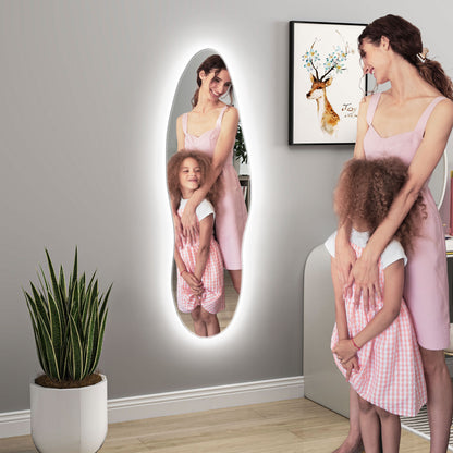 Full Body Mirror with LED Lights 120x40 cm Frameless Wall Mirror with 3 Colors Illumination Memory Function and Smart Touch Clear