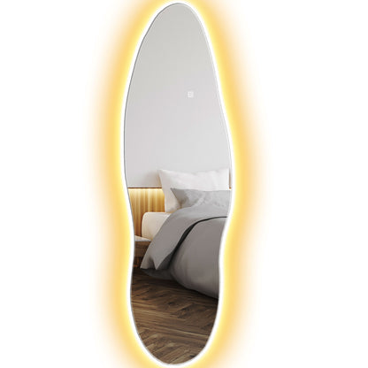 Full Body Mirror with LED Lights 120x40 cm Frameless Wall Mirror with 3 Colors Illumination Memory Function and Smart Touch Clear