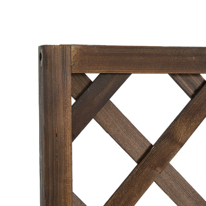 Raised Garden Bed Planter Box with Trellis, Flower Box Wood, 72.5x31.5x149.5cm for Garden Balcony Terrace, Plant Pot for Climbing Plants, Flowers, Brown