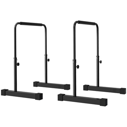 Dip Bars 2-Piece Set Non-Slip Dip Station 80-100 cm Height Adjustable Fitness Parallettes for Muscle Training and Strength Training Steel Black