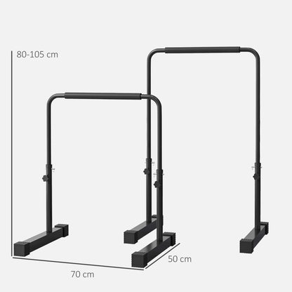 Dip Bars 2-Piece Set Non-Slip Dip Station 80-100 cm Height Adjustable Fitness Parallettes for Muscle Training and Strength Training Steel Black