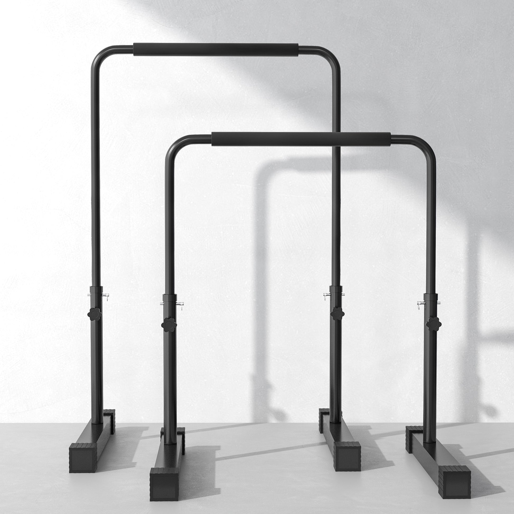 Dip Bars 2-Piece Set Non-Slip Dip Station 80-100 cm Height Adjustable Fitness Parallettes for Muscle Training and Strength Training Steel Black