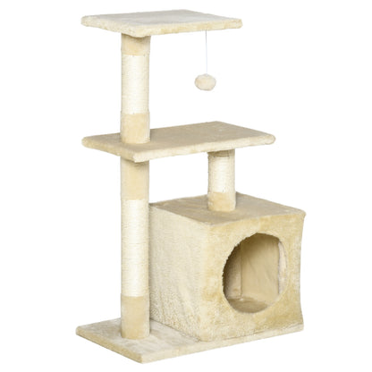 Scratching Tree with Sisal Cat Tree Climbing Frame Cat Furniture Scratching Board with Soft Plush Cat Toy Stable E1-Class Chipboard Beige 50 x 30 x 81.5 cm