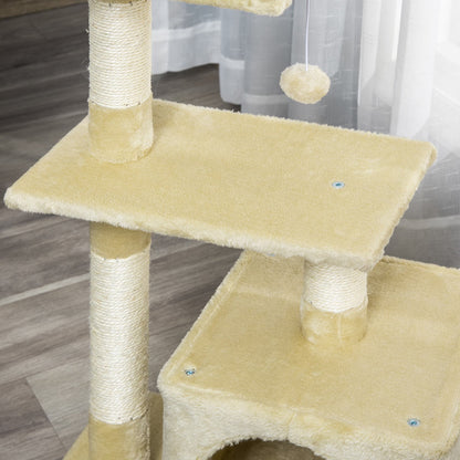 Scratching Tree with Sisal Cat Tree Climbing Frame Cat Furniture Scratching Board with Soft Plush Cat Toy Stable E1-Class Chipboard Beige 50 x 30 x 81.5 cm
