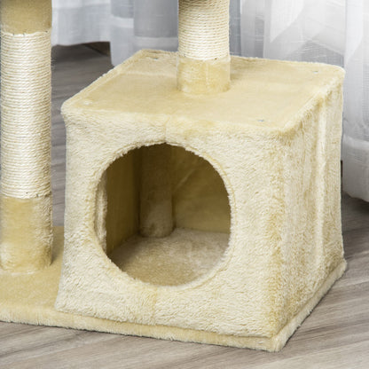 Scratching Tree with Sisal Cat Tree Climbing Frame Cat Furniture Scratching Board with Soft Plush Cat Toy Stable E1-Class Chipboard Beige 50 x 30 x 81.5 cm