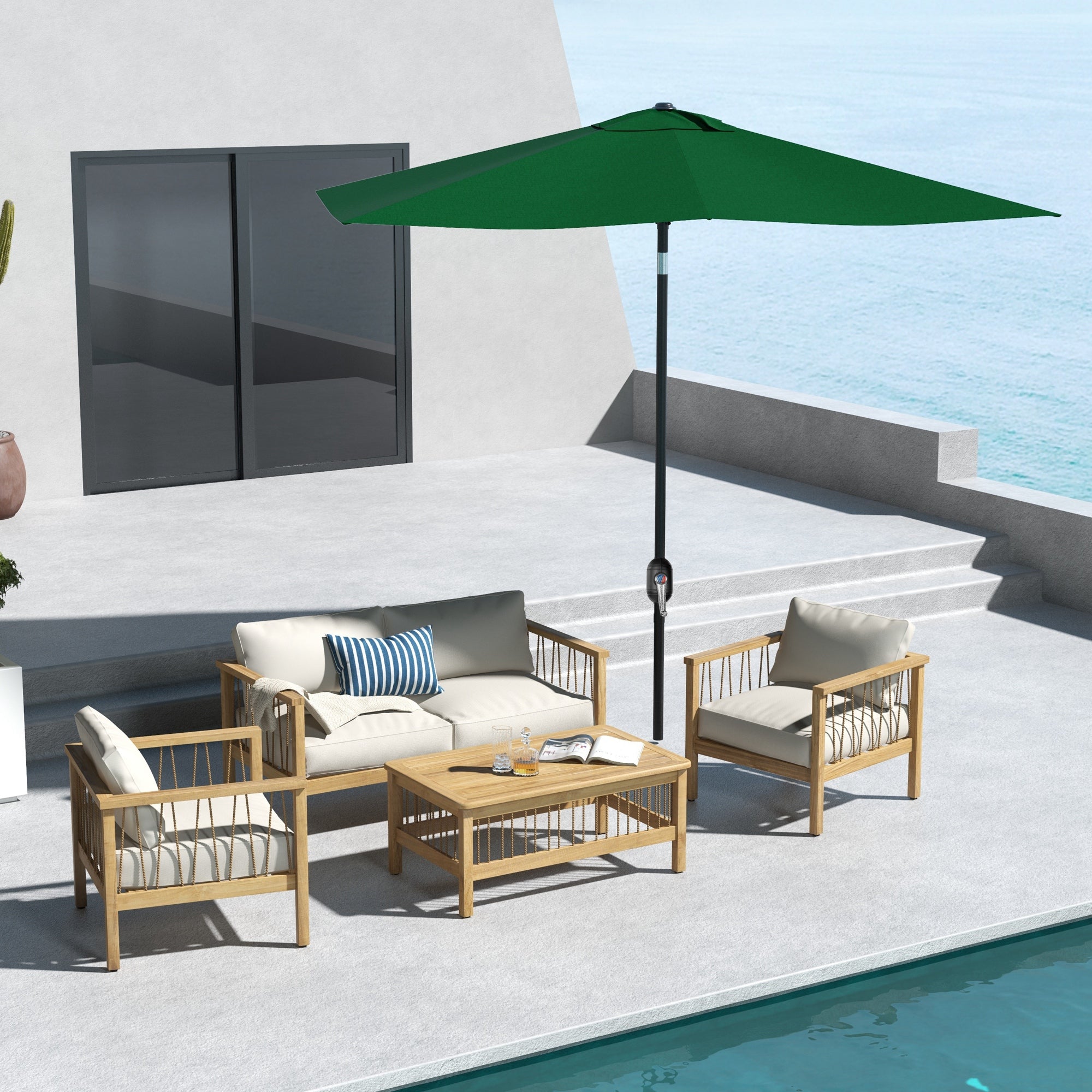 Patio Umbrella 10x6 ft Outdoor Terrace Umbrella with Adjustable Angle Aluminum Mast and UV 50+ Protection Umbrella for Garden Patio Green