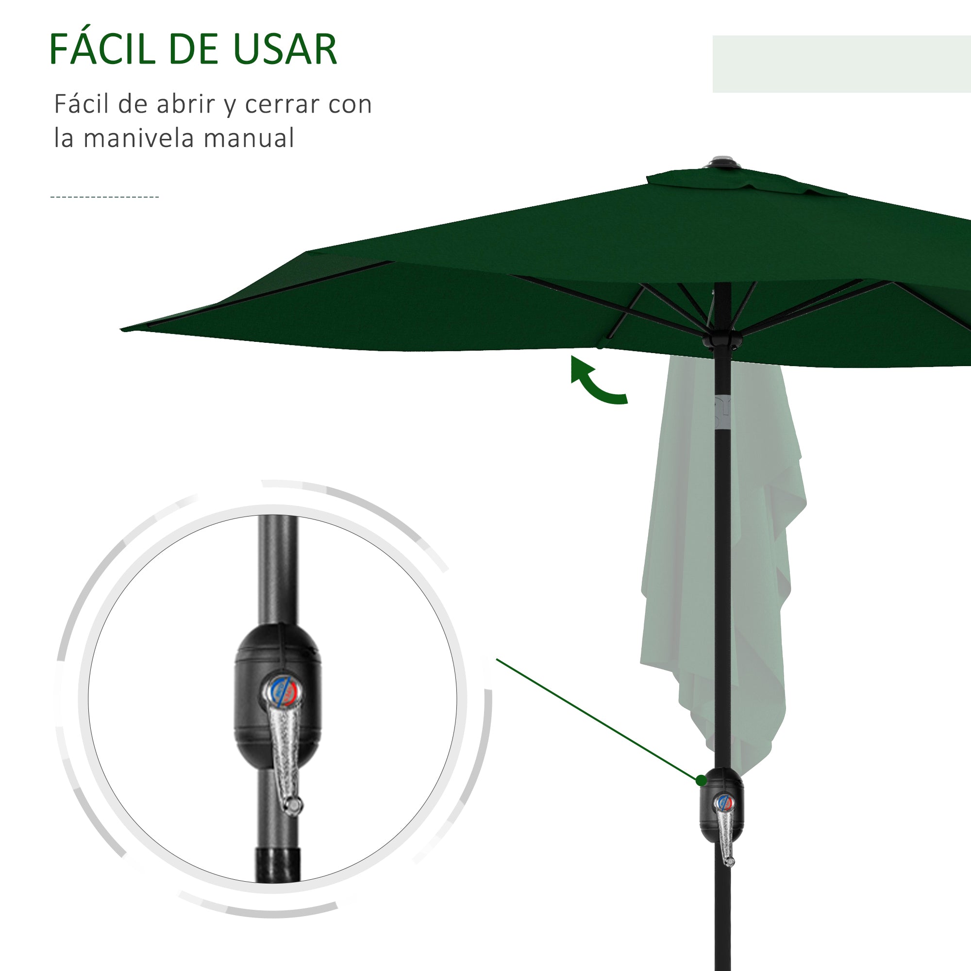 Patio Umbrella 10x6 ft Outdoor Terrace Umbrella with Adjustable Angle Aluminum Mast and UV 50+ Protection Umbrella for Garden Patio Green