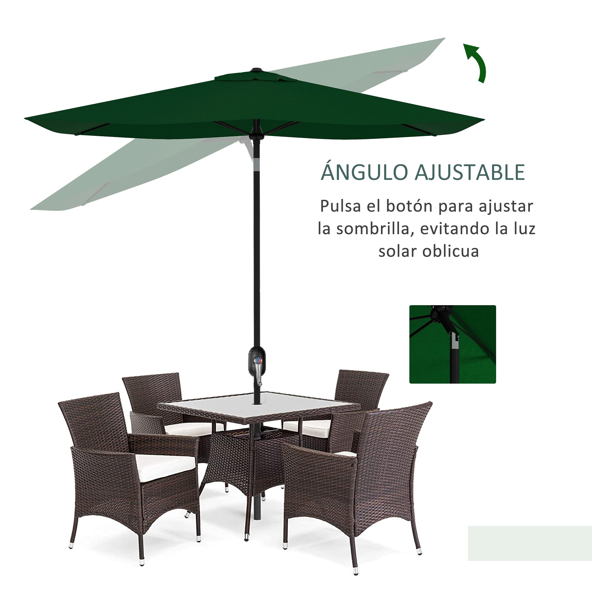 Patio Umbrella 10x6 ft Outdoor Terrace Umbrella with Adjustable Angle Aluminum Mast and UV 50+ Protection Umbrella for Garden Patio Green