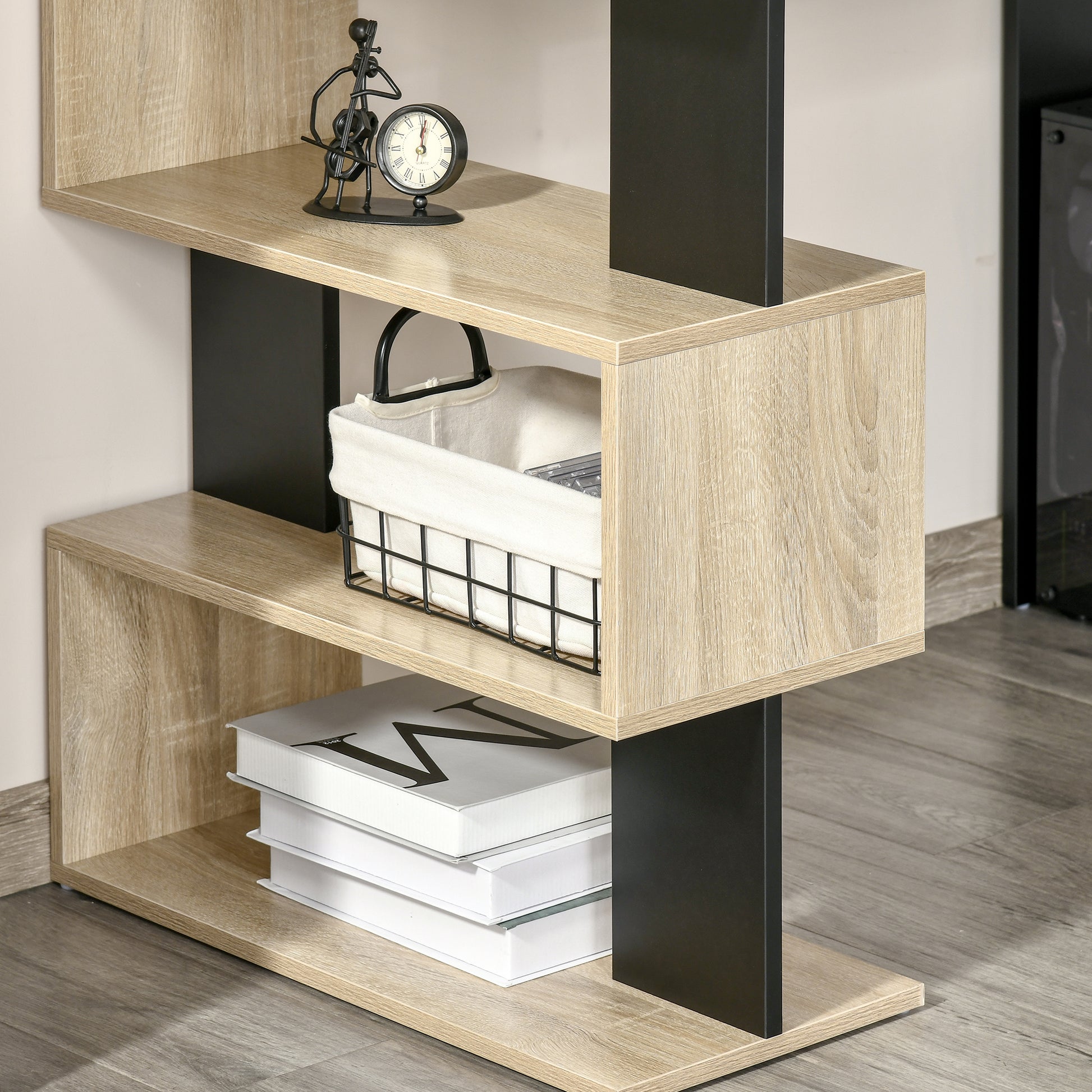 Desk with Bookcase for Bedroom, Office Desk, PC Desk in Multicolor Wood, 120x60x148cm