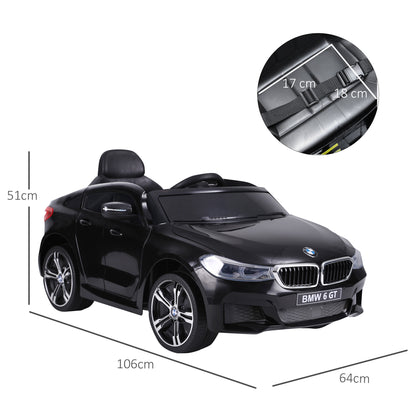 Electric Car BMW 6GT for Kids +3 Years Children's 6V Battery Vehicle with Remote Control Lights and Sounds MP3 USB Load 30 kg 106x64x51 cm Black