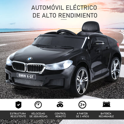 Electric Car BMW 6GT for Kids +3 Years Children's 6V Battery Vehicle with Remote Control Lights and Sounds MP3 USB Load 30 kg 106x64x51 cm Black