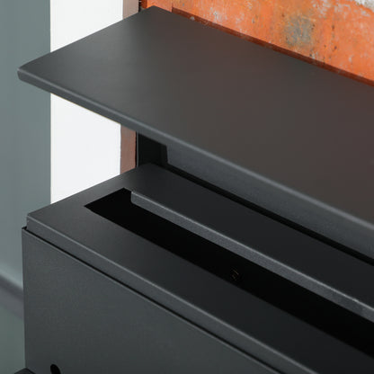 Wall Mounted Mailbox with Lock, Lid, Post Box Made of Galvanized Steel, for Outdoor, 37 x 10.5 x 37 cm, Dark Grey