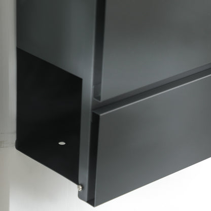 Wall Mounted Mailbox with Lock, Lid, Post Box Made of Galvanized Steel, for Outdoor, 37 x 10.5 x 37 cm, Dark Grey